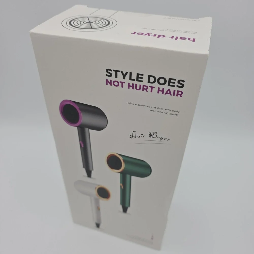 NIB! Pro Hair Dryer w/ High Speed Motor 360° Air Intake, Black & Purple